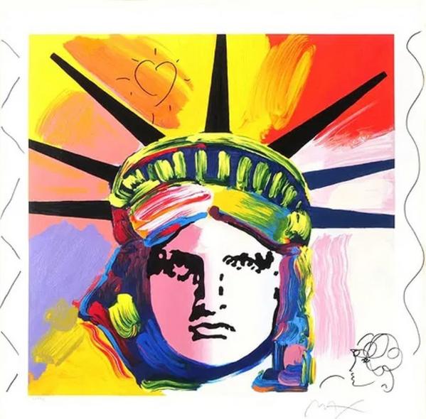 Peter Max Liberty with Drawing