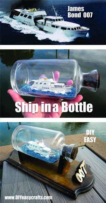 DIY Disco Volante Ship in a Bottle replica from the James Bond 007 movie Thunderball. Learn how easy it is to craft these little ships. www.DIYeasycarfts.com
