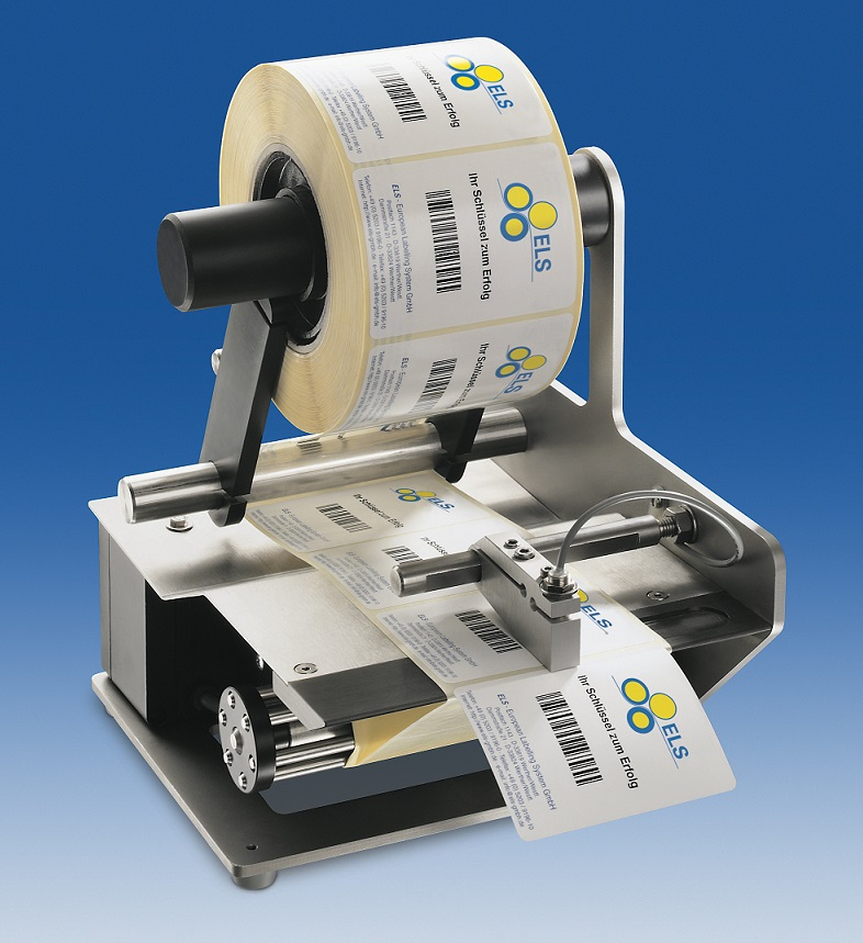 manual label dispenser machine Dml-450 manual label dispenser by dispensa-matic.
