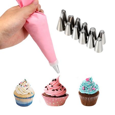 Cake Cream Decorating 12 Nozzles Cone Bag Set in Pakistan Lahore