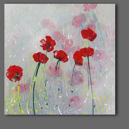 red poppies, poppy painting, large painting