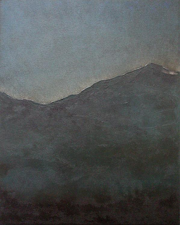 Mountains at Dusk. Original Nocturne Landscape Painting by Orfhlaith Egan. Berlin and Galway.