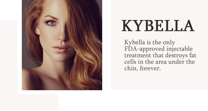 Kybella model. Kybella is the only FDA approved injectable treatment that destroys fat cells under the chin! Find out more below.