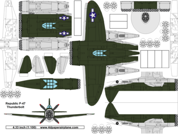 4D model template of Republic P-47 Thunderbolt