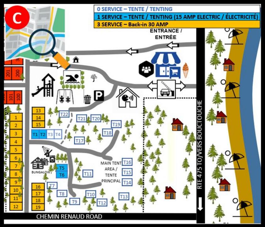 Bouctouche Baie Chalets & Camping Campground Map