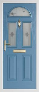 2 panel 2 square 1 arch rebate composite door in duck egg blue