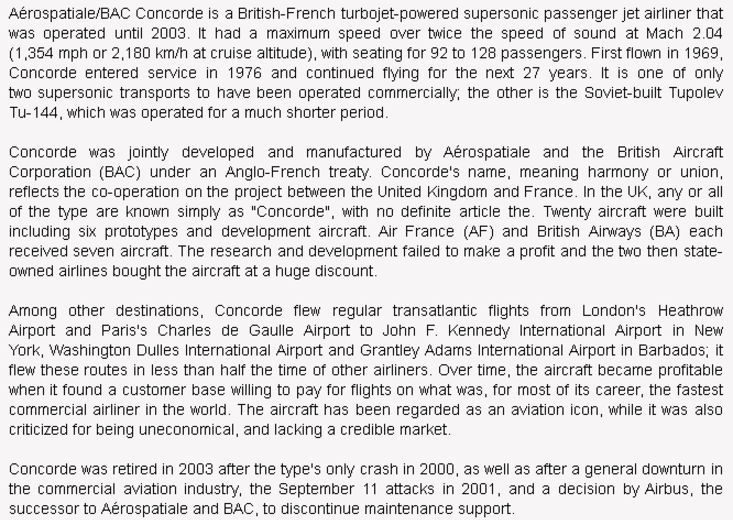 wiki background for 4D model of aeroapstiale-BAC Comcorde