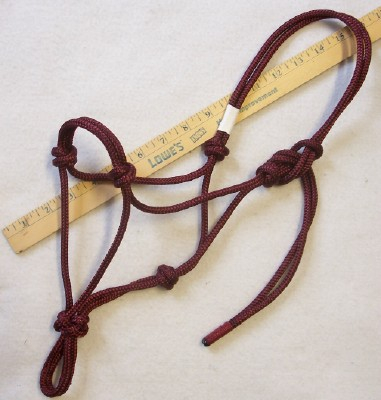 Side Pull Rope Halter Horse, Burgundy Crystals on Noseband #26206