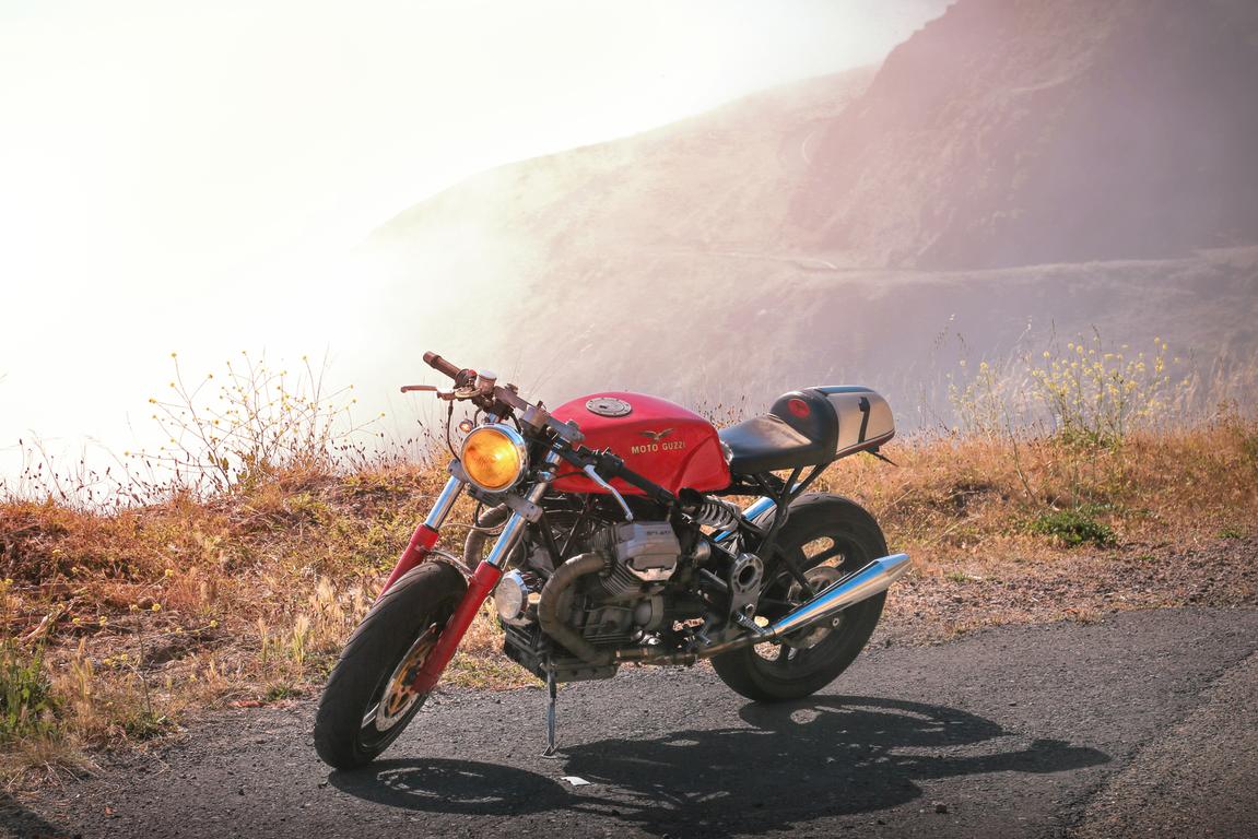 classic vintage motorcycle lifestyle mountain fog landscape