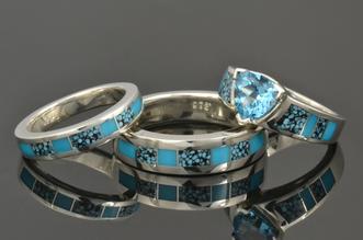 Turquoise engagement ring and wedding ring set