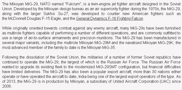 wiki background for 4D model of Mikoyan MiG-29