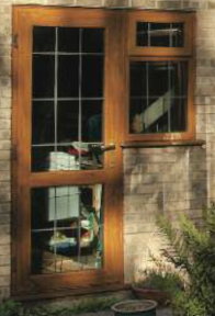 Oak UPVC back door with window