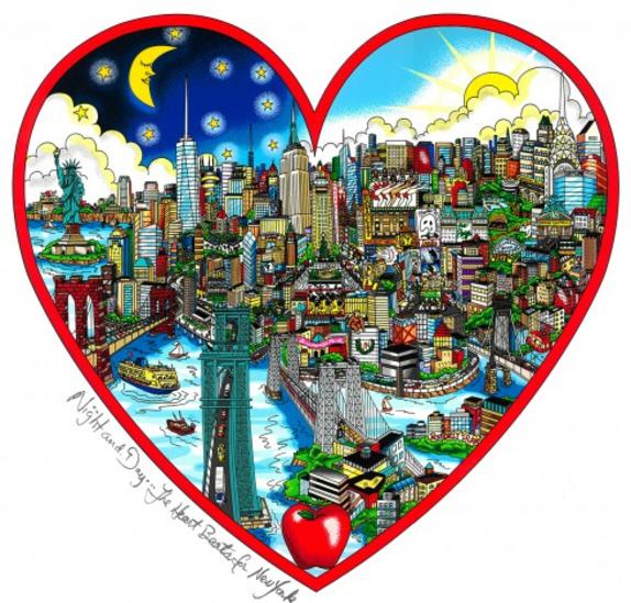 Charles Fazzino Night and Day the Heart Beats for NY