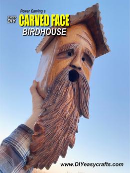 How to make a carved face spirit birdhouse with power tools by www.DIYeasycrafts.com