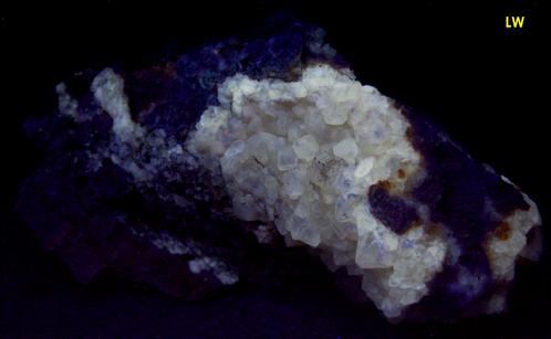 fluorescent CALCITE crystals - National Limestone Quarry #2, Lime Ridge, Mount Pleasant Mills, Perry Township, Snyder County, Pennsylvania, USA