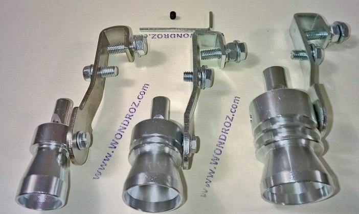 This picture shows Difference between three sizes of Turbo Whistle - Small, Medium and Large. The small size fits only in original silencer of Suzuki Mehran, Alto, Mira and other small cars - Medium size works on most sedan cars including cultus honda city toyota corolla