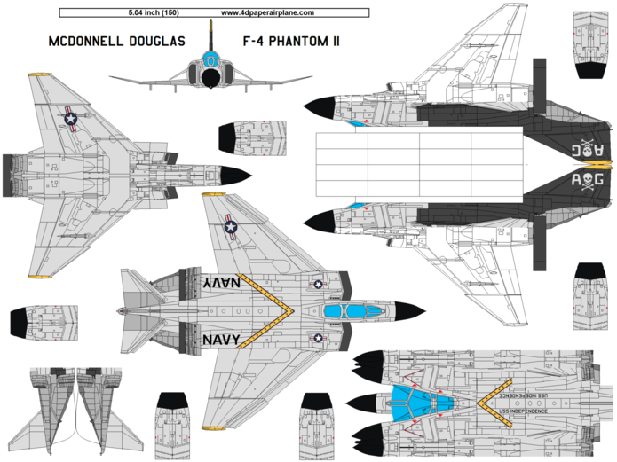 DIY 4D model template of McDonnell-Douglas F-4 Phantom