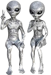 2 Sitting Alien Statues