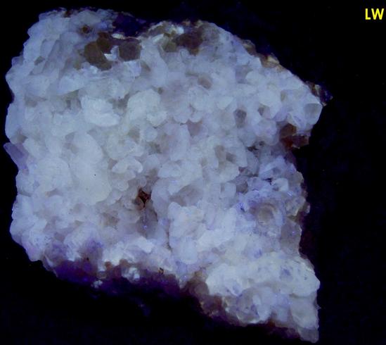 fluorescent CALCITE crystals - National Limestone Quarry #2, Lime Ridge, Mount Pleasant Mills, Perry Township, Snyder County, Pennsylvania, USA