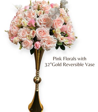 pink flower centerpiece rental
