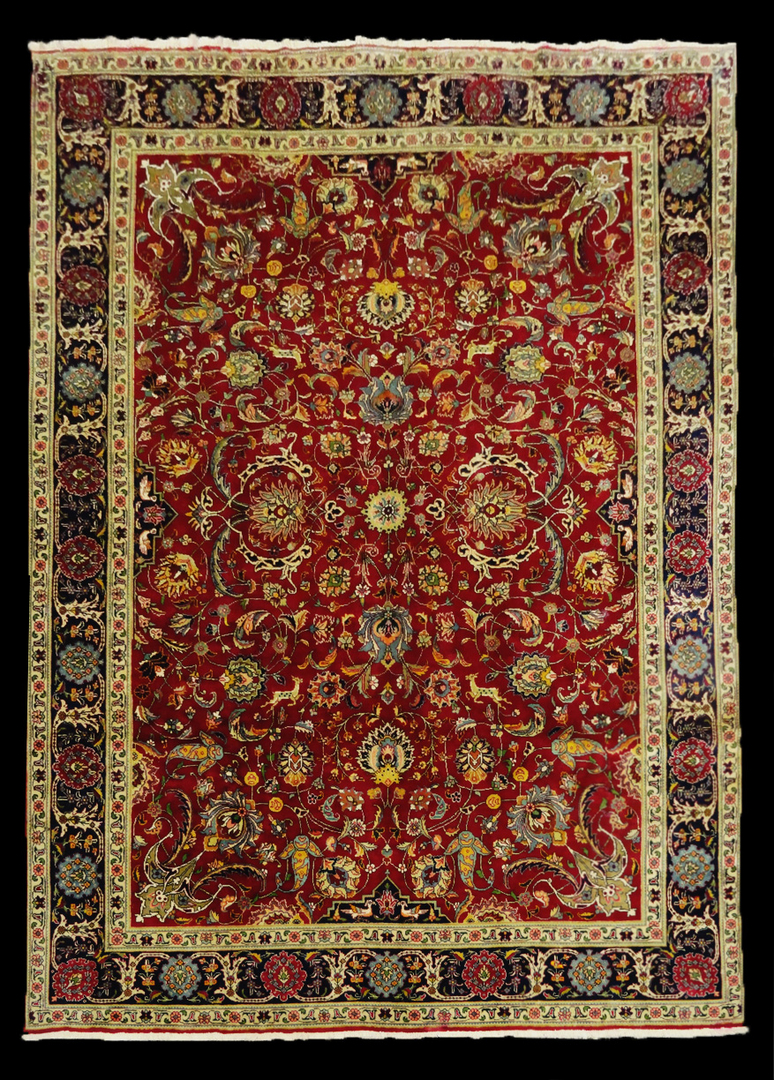 Semi-Antique Persian Mud Rug, Mahi Design ~1970