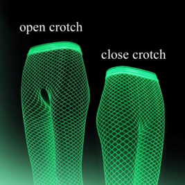 Luminous Fishnet Stockings One-pieces Mesh Leggings Tights High Waist Pantyhose Perspective Glow In The Dark Lingerie