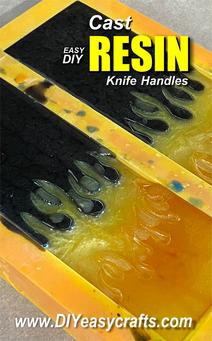Cast Resin Flame Knife Handles How to cast resin Flame Knife scales. These handles or scales are cast without the use of a pressure pot. They are pretty easy to make. You will just need resin, color dye, a knife handle mold and some basic shop tools.