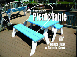 Bench that folds online into table