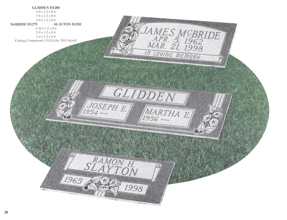 headstones with flower designs