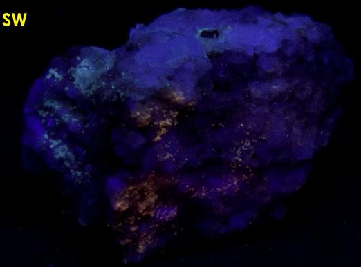 fluorescent FLUORITE, Caliche and Aragonite, Weldon Hill, Harquahala Mountains, Maricopa County, Arizona, USA