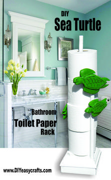 DIY Sea Turtle Paper Towel and Toilet Paper Rack. www.DIYeasycrafts.com