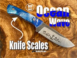 Cast Resin Ocean Wave Knife Handles Create beautiful Ocean Wave Knife handles or scales. We used MakerPoxy and Thickset epoxy both from totalboat along with dark blue, green and white dye.