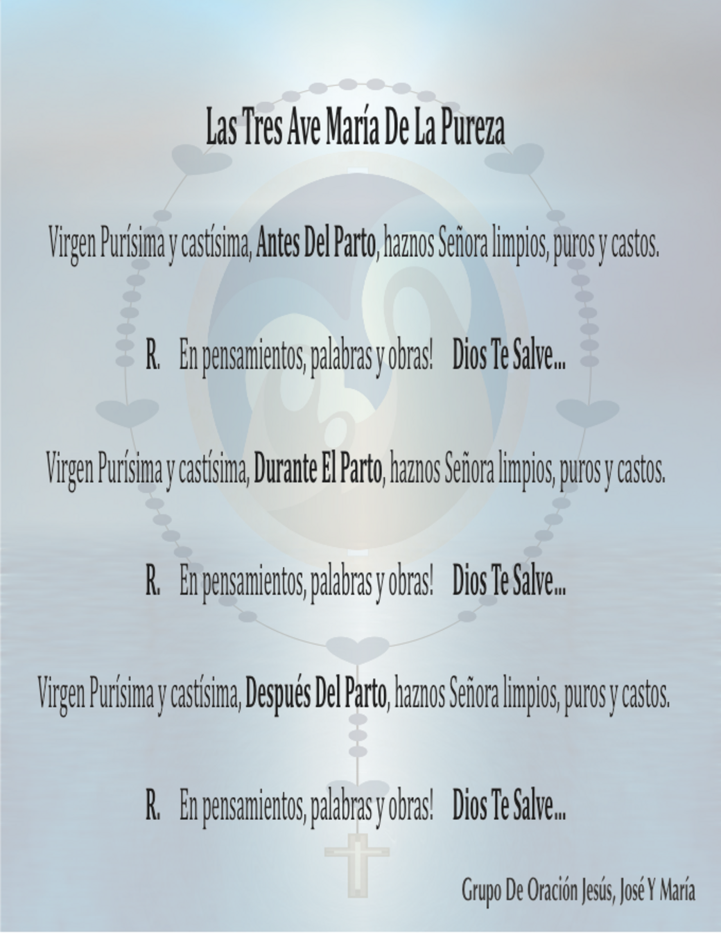 LAS TRES AVEMARIAS DE LA PUREZA