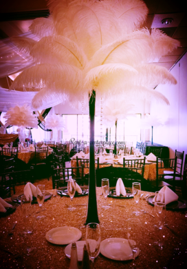 Tall feather shop centerpieces