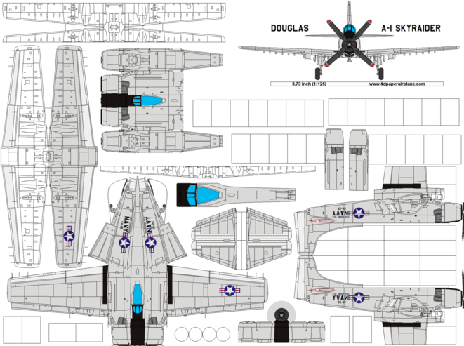 DIY 4D model template of Douglas AD-5/AI-E Skyraider