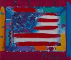 Peter Max Flag with Heart 21 x 24