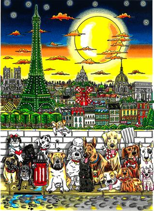 Charles Fazzino Paws in Paris