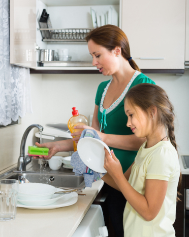 mother and daughter in kitchen