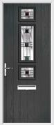 3 Square Strip Composite Door aspen glass