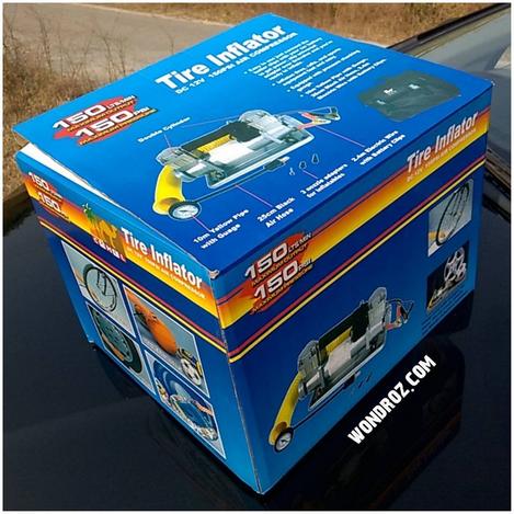 Packaging Box of 12v Heavy Duty Tyre Air Compressor Portable Electric Pump at Best Price in Pakistan - Inflate Tyre of Truck Bus Land Cruiser Car