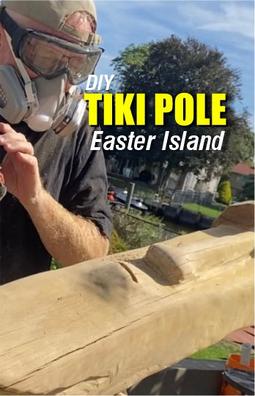 How to Carve a Tiki Pole Shaped Like an Easter Island Miao Statue (Chainsaw Wood Carving Tutorial)
