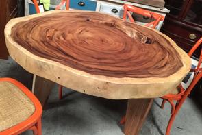 Round Live Edge Slab Wood Dining Tables