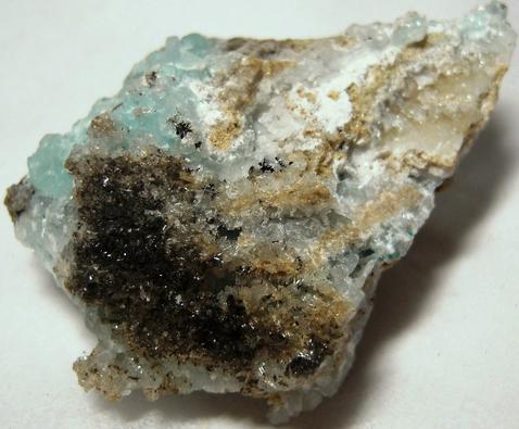 blue HEMIMORPHITE, CHRYSOCOLLA - 79 Mine (79th Mine; Seventy-Nine Mine; Seventy-Nine property; McHur prospect), Chilito, Hayden area, Banner District, Dripping Spring Mts, Gila County, Arizona, USA - ex George Butterfly Belzner