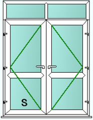 French doors with top light and mid rails