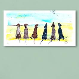 German shorthaired pointers, dogs, GSP, beach scene,