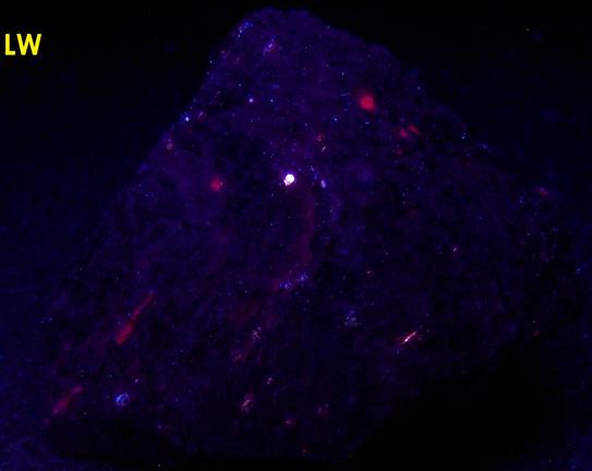 RHODONITE, fluorescent CALCITE, Gahnite, mica, fluorescent sphalerite, Sterling Mine, Sterling Hill, Ogdensburg, Franklin Mining District, Ogdensburg, Sussex County, New Jersey, USA