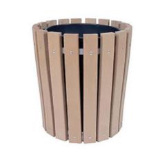 brown commercial trash receptacle