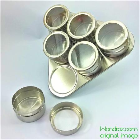 Magnetic Spice Rack 6pcs Jars Set Stainless Steel in Pakistan