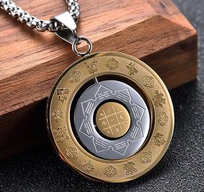 Rotatable Round Zodiac Titanium Steel Pendant, Necklace Ornament