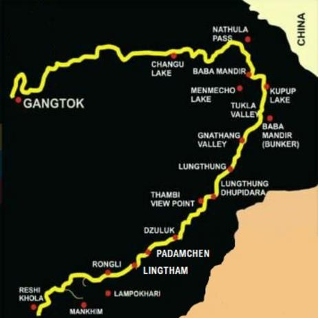 Map Of Sikkim Silk Route Tour Package
